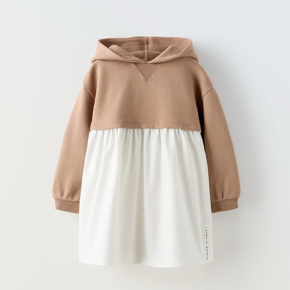 ZARA COMBINATION HOODED DRESS